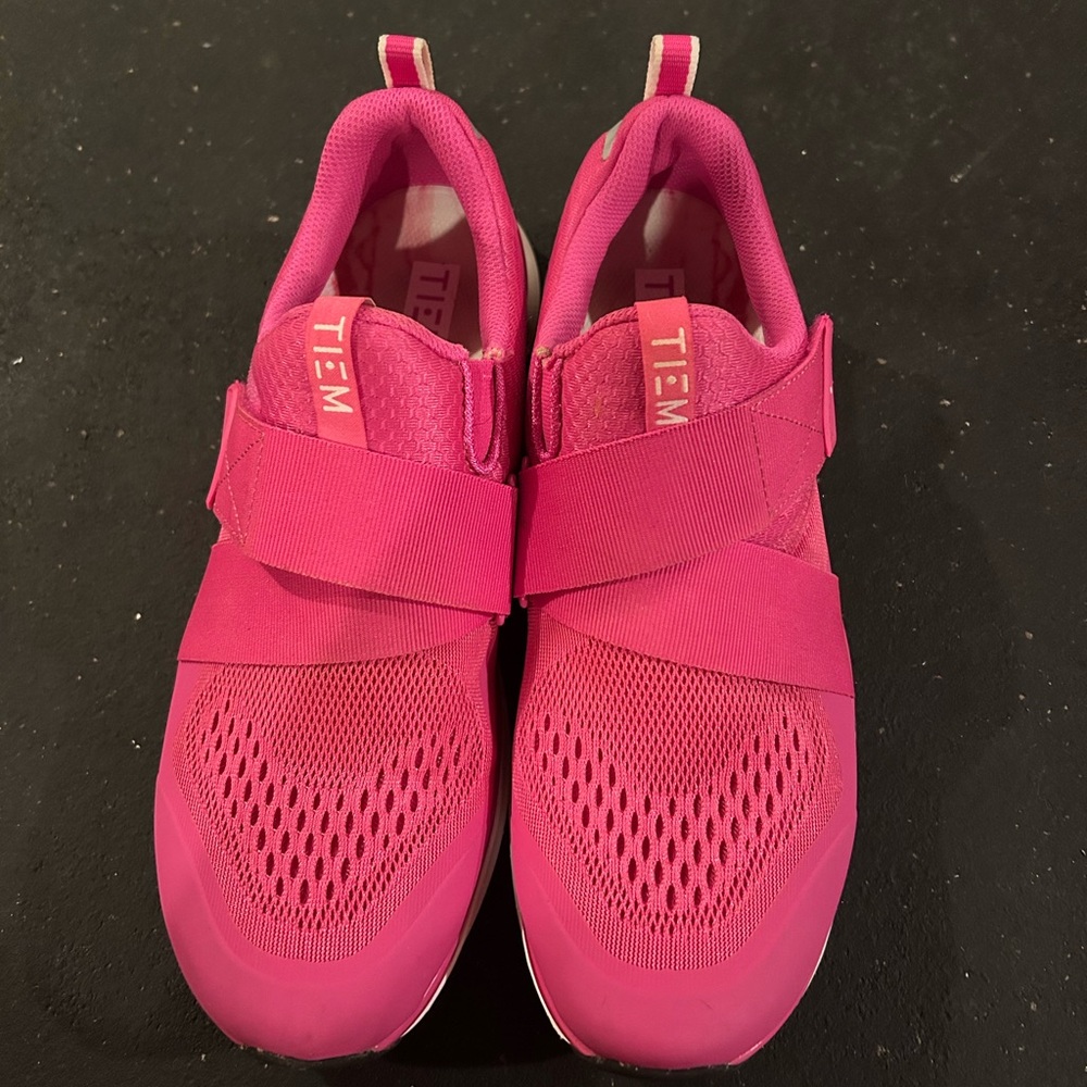 Hot pink Tiem cycling shoes